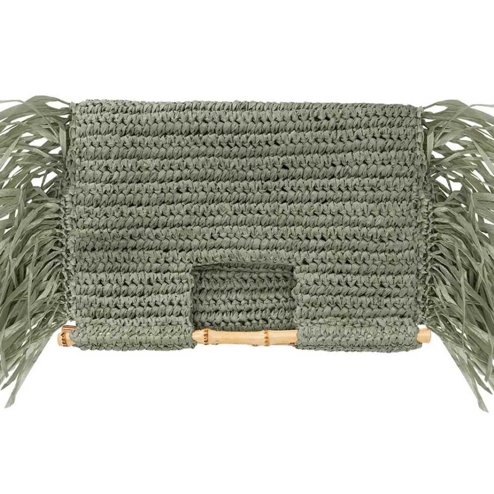 Large Straw Bag Top Handle-GREEN ONLY - Picture 4 of 5